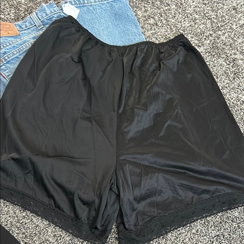 Vanity Fair Black Lace Trim Shorts